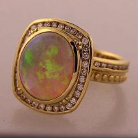 Opal & Diamond Engagment Ring 