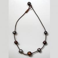 Leather & Pearl Necklace