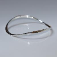 Forged Silver Bangle with Emeralds