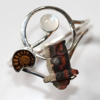 Sterling, Moonstone, Fossil, Petrified Wood