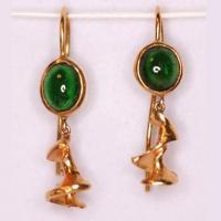 Tsavorite and Moonshell Earring