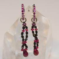 Earrings with Black Diamonds & Red Spinel