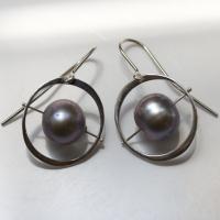 Round Lilac Pearl Orbit Earrings