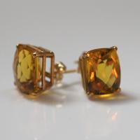 Cushion Cut Citrine Studs