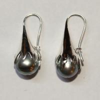 "Ellen's Budding Bulbs" Sterling Silver & Tahitian Pearls Small Earrings