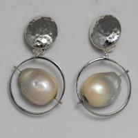 Sterling & Jumbo White Pearl Clip-On Earrings