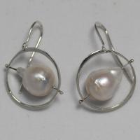White Flame Pearl Orbit Earrings