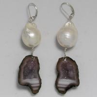 Pearl & Geode Earrings