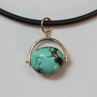 Turquoise & Gold Rotating Orbit Pendant