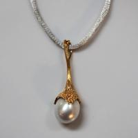 Gold Acorn Top, Silver Tahitian Pearl