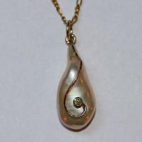 Pearl & Diamond Swirl Pendant