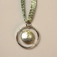 Sterling Silver & Coin Pearl Orbit Pendant