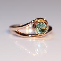 14KT Pink Gold, Green Tourmaline Ring