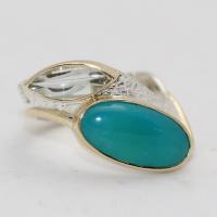 Chrysacolla & Aquamarine Ring