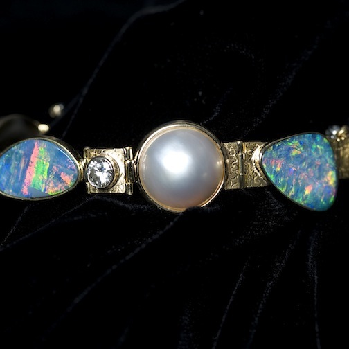 Restyled Hinged Opal & Pearl Bracelet
