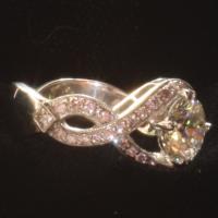 Pink Diamond & Platinum Ring